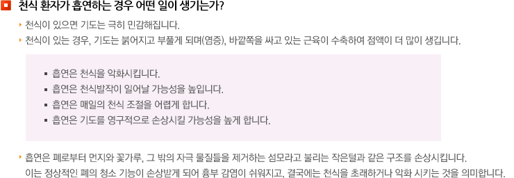 천식 환자가 흡연하는 경우 어떤 일이 생기는가?