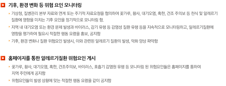 알레르기 질환 위험요인 모니터링 기상청 정보